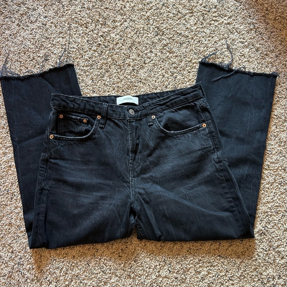 ZARA BLACK HIGH WAIST KICK FLARE JEANS SIZE 6